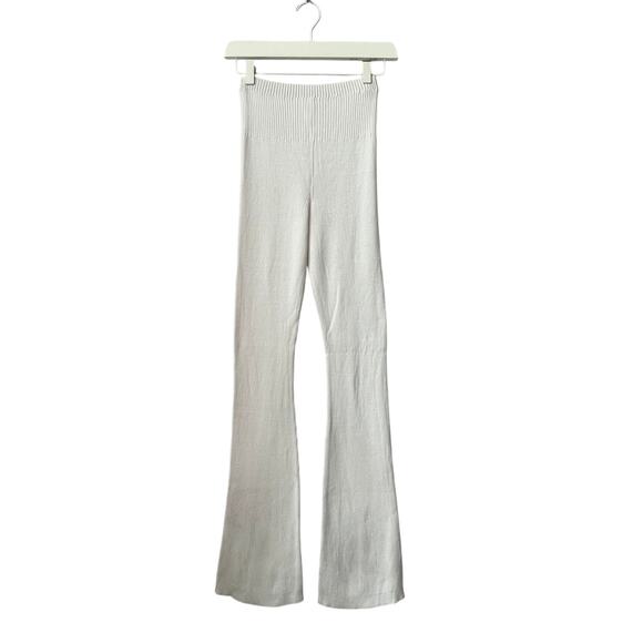Free People Cream Cotton Blend Rib Knit Flared Leg Lounge Pants Size XS - Picture 3 of 4